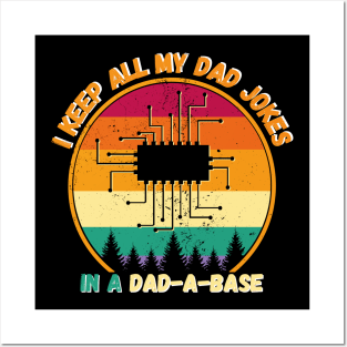 I Keep All My Dad Jokes In A Dad-a-base, Vintage retro sunset Posters and Art